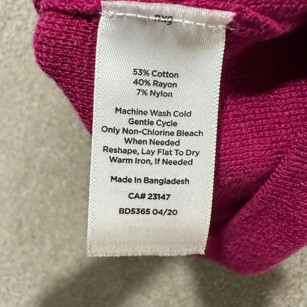 Talbots Pullover Sweater Large Petite Magenta Pink Cowl Neck 3/4 Sleeve LP